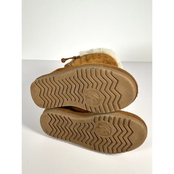 BILLY Cozy Quilt Lux Kids Boots US 12M Chestnut Suede Shearling Lined - Picture 9 of 9